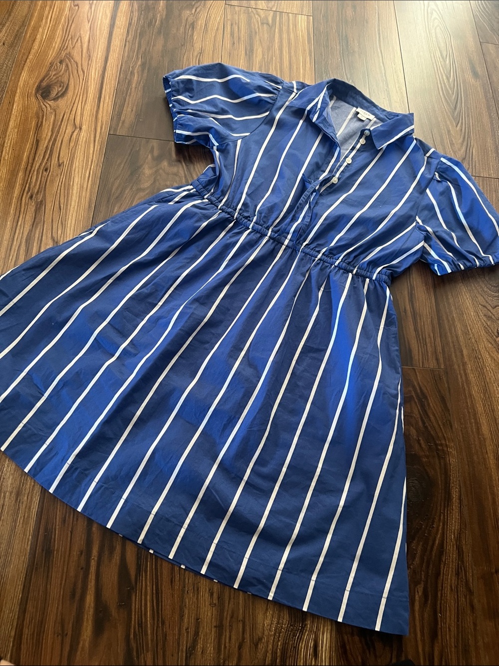 Giap Blue & White Stripe Short-Sleeve Shirt Dress